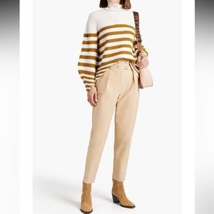 DEREK LAM 10 CROSBY Leonie Pleated Tapered Cotton Pants Sesame